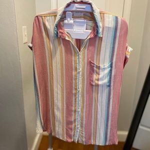 Button down linen look top